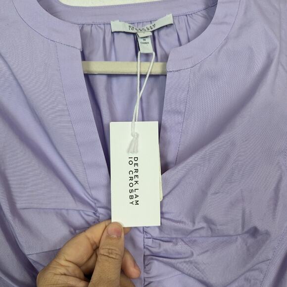 NWT Derek Lam 10 Crosby Purple Everly Handkerchief Hem Cotton Peplum Blouse - Picture 8 of 10